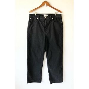 Madewell Jeans Women 33 Black Slim Wide Leg Crop Zip Fly Pockets High Rise 90s